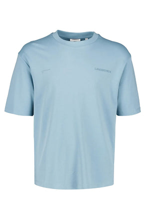 Front image of O neck logo oversized tshirt in teal, by brand Lindbergh