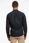 Back image of a model wearing the Lindbergh oxford superflex l/s shirt in black, by brand Lindbergh