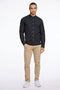 Front image of a model wearing the Lindbergh oxford superflex l/s shirt in black, by brand Lindbergh
