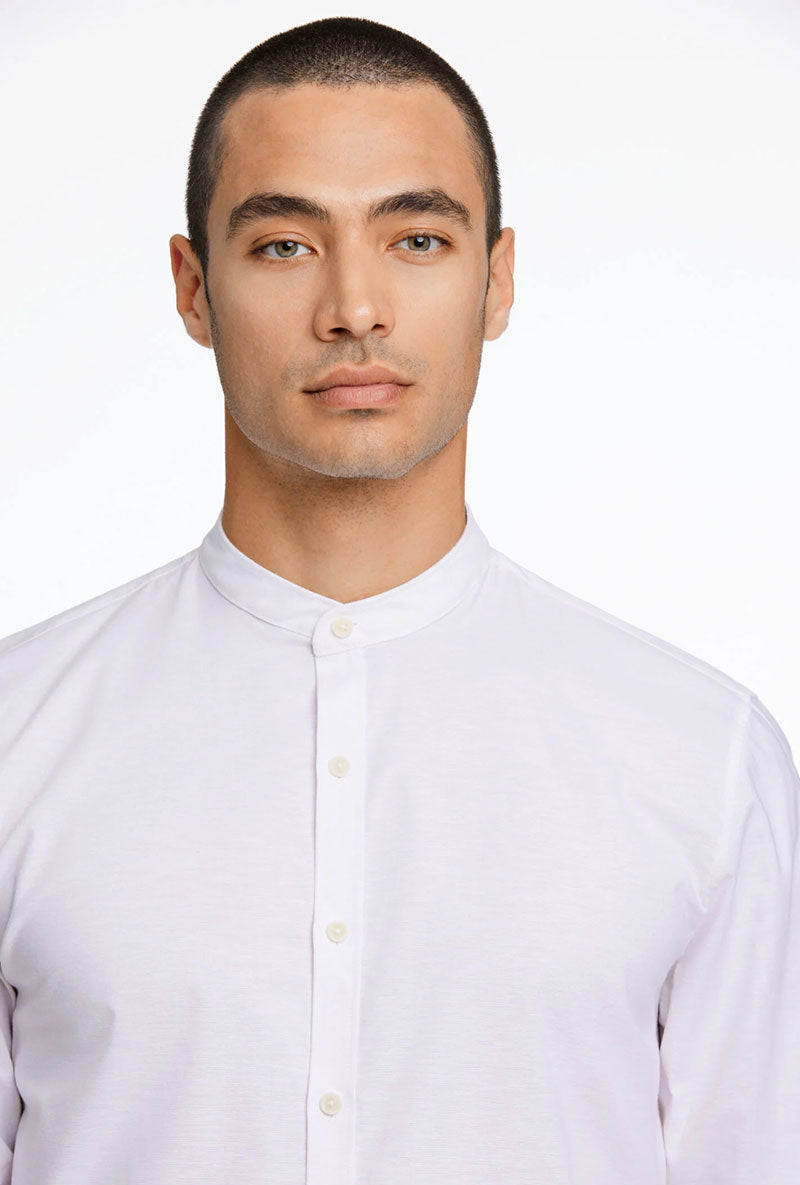 Front detail image of Lindbergh oxford superflex l/s shirt in white, by brand Lindbergh