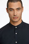 Front detail image of the Lindbergh oxford superflex l/s shirt in black, by brand Lindbergh