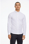 Front image of a model wearing Oxford superflex l/s shirt in white, by brand Lindbergh