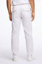 Back image of a model wearing the Relaxed fit linen trousers in white, by brand Lindbergh