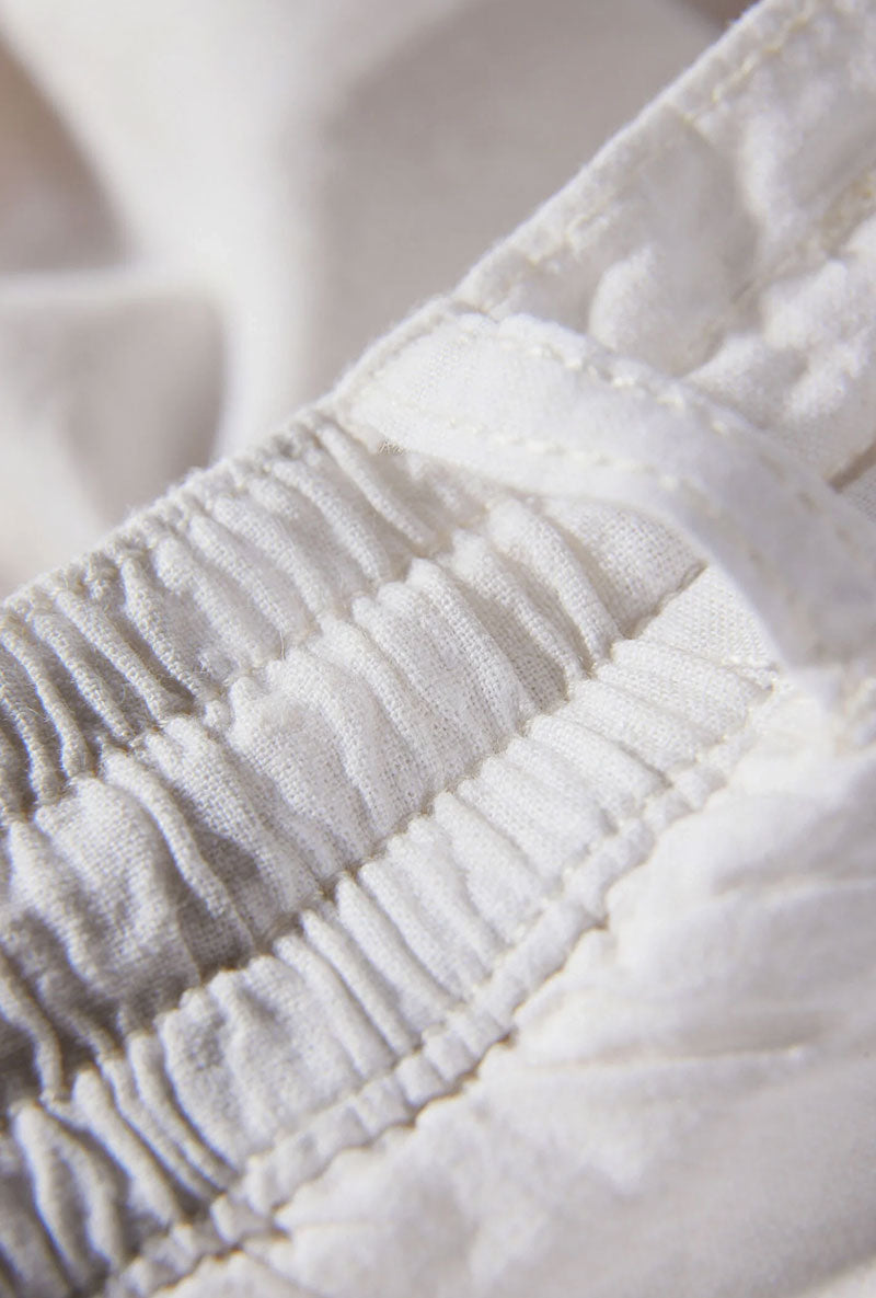 Detail image of Relaxed fit linen trousers in white, by brand Lindbergh