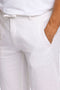 Front detail image of the Relaxed fit linen trousers in white, by brand Lindbergh