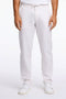 Front image of a model wearing Relaxed fit linen trousers in white, by brand Lindbergh