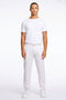 Front image of a model wearing the Relaxed fit linen trousers in white, by brand Lindbergh