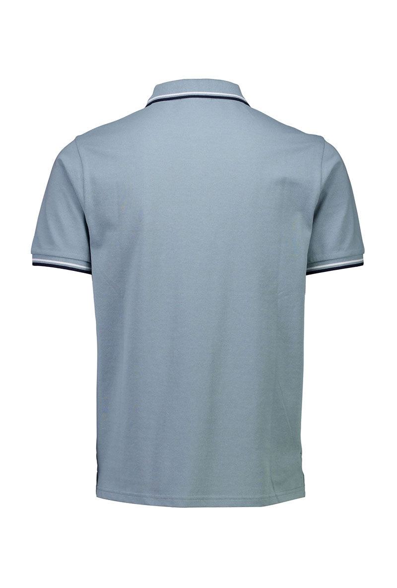 Back image of S/s contrast polo in aqua, by brand Lindbergh