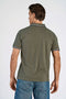 Back image of a model wearing the S/s contrast polo in khaki, by brand Lindbergh