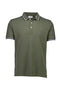 Front image of the S/s contrast polo in khaki, by brand Lindbergh