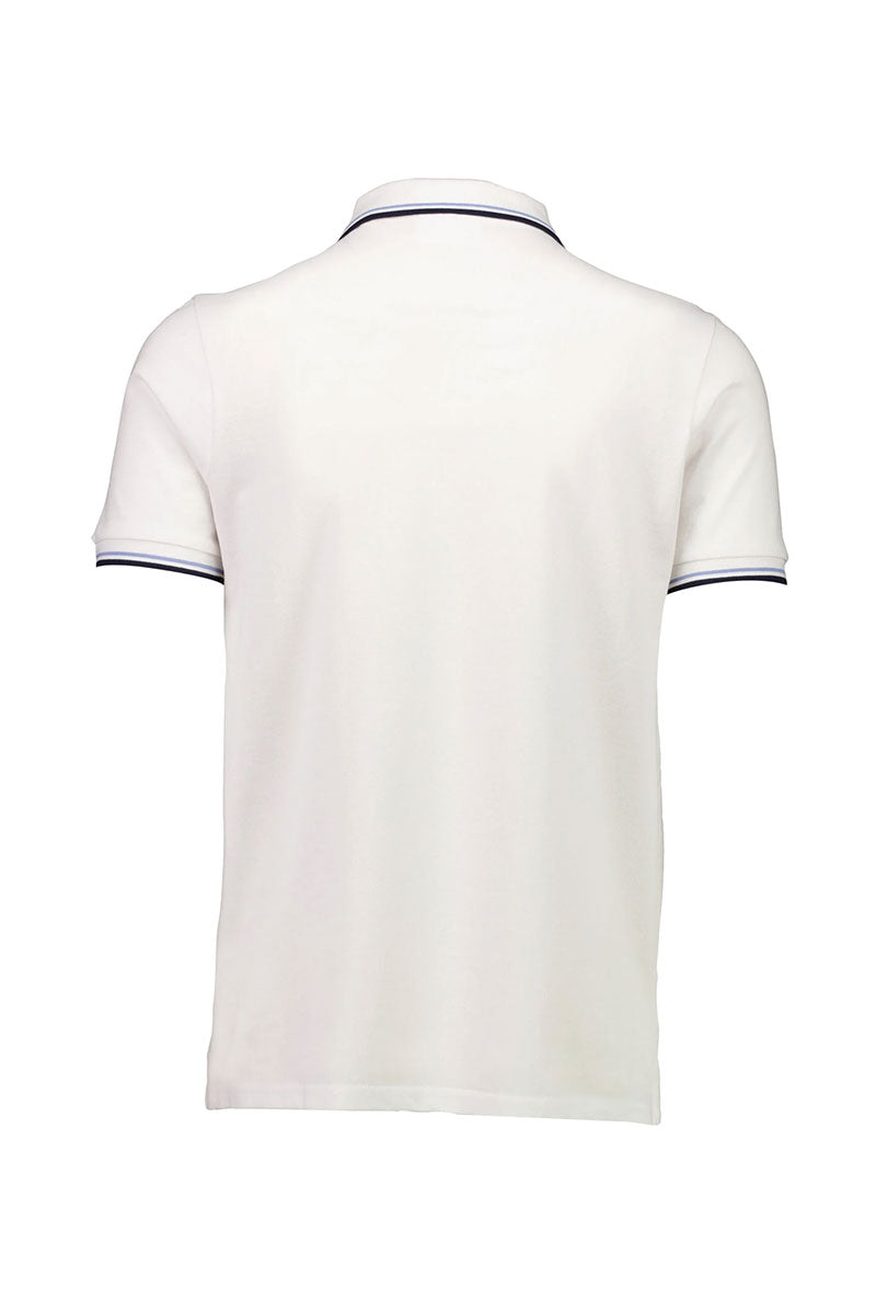 Back image of S/s contrast polo in white, by brand Lindbergh