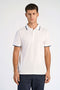 Front image of a model wearing S/s contrast polo in white, by brand Lindbergh