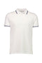 Front image of the S/s contrast polo in white, by brand Lindbergh