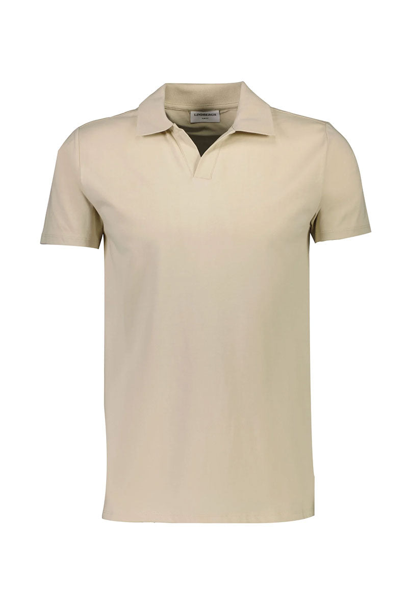 Front image of Stretch s/s polo shirt in stone, by brand Lindbergh