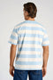 Back image of a model wearing the Striped oversized t in aqua, by brand Lindbergh