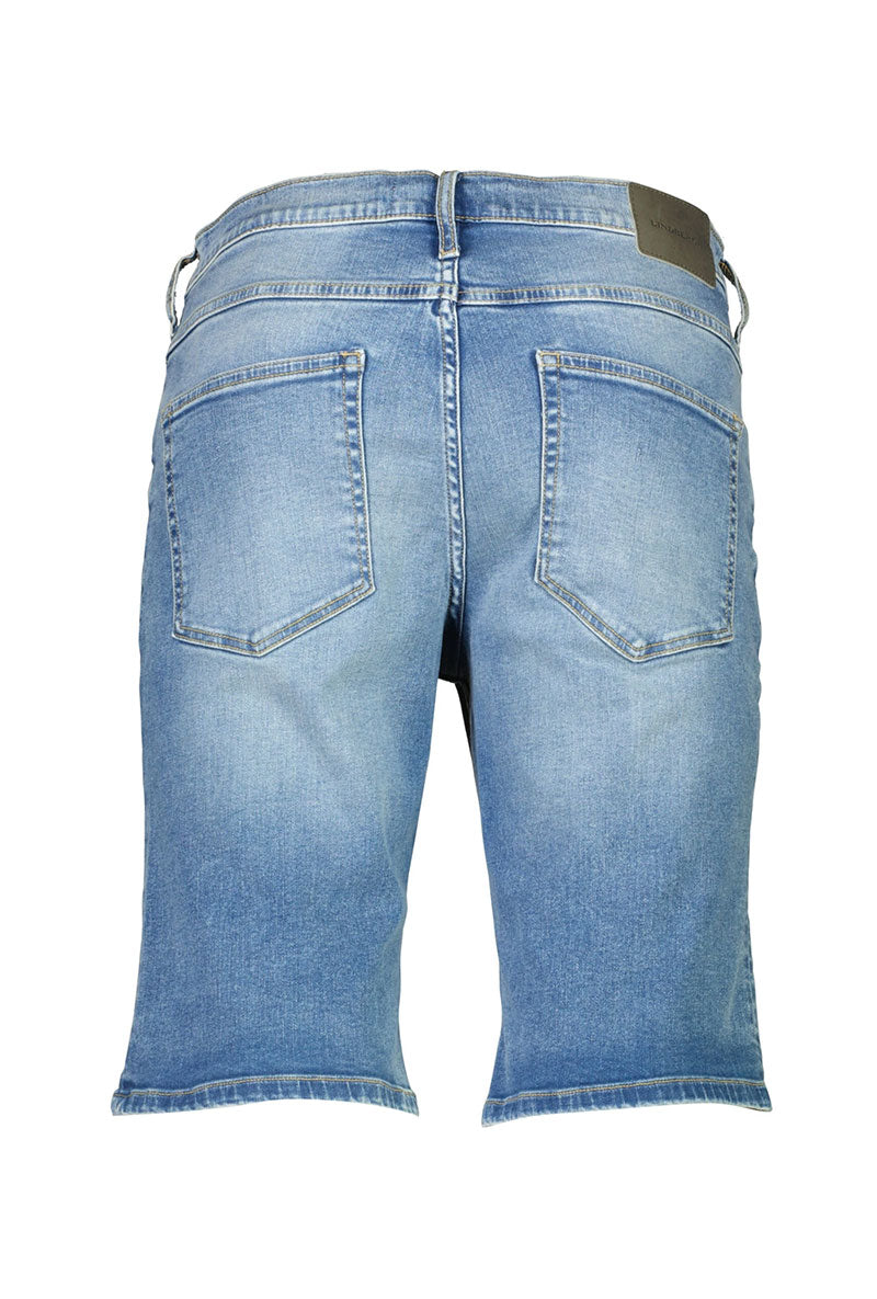 Back image of Superflex denim shorts in dark denim, by brand Lindbergh