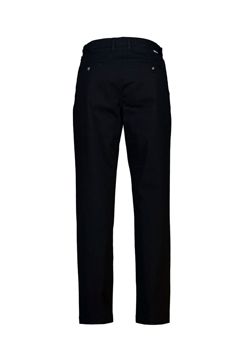 Back image of Superflex relaxed fit chino pants in black, by brand Lindbergh