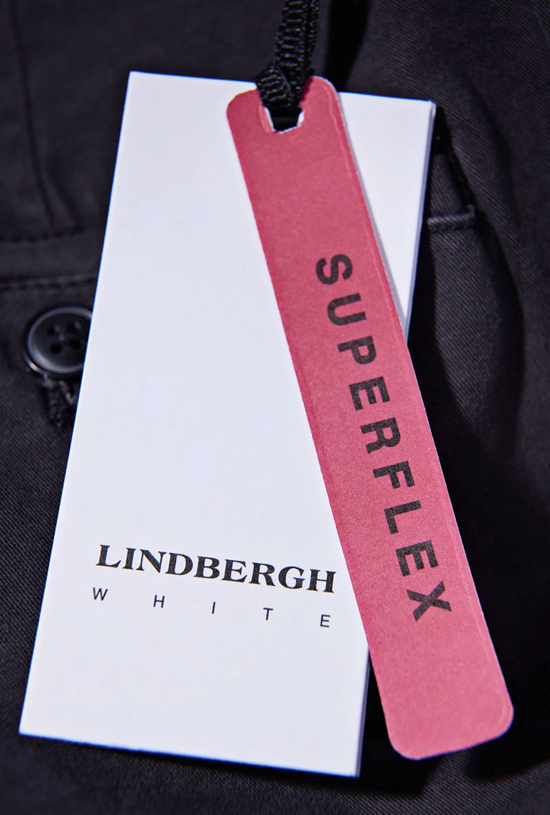 Detail image of Superflex relaxed fit chino pants in black, by brand Lindbergh