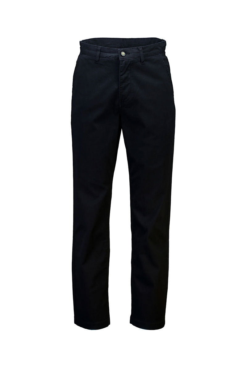 Front image of Superflex relaxed fit chino pants in black, by brand Lindbergh