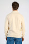 Back image of a model wearing the Lindbergh sweat cardigan in beige, by brand Lindbergh