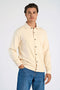 Front image of a model wearing Lindbergh sweat cardigan in beige, by brand Lindbergh