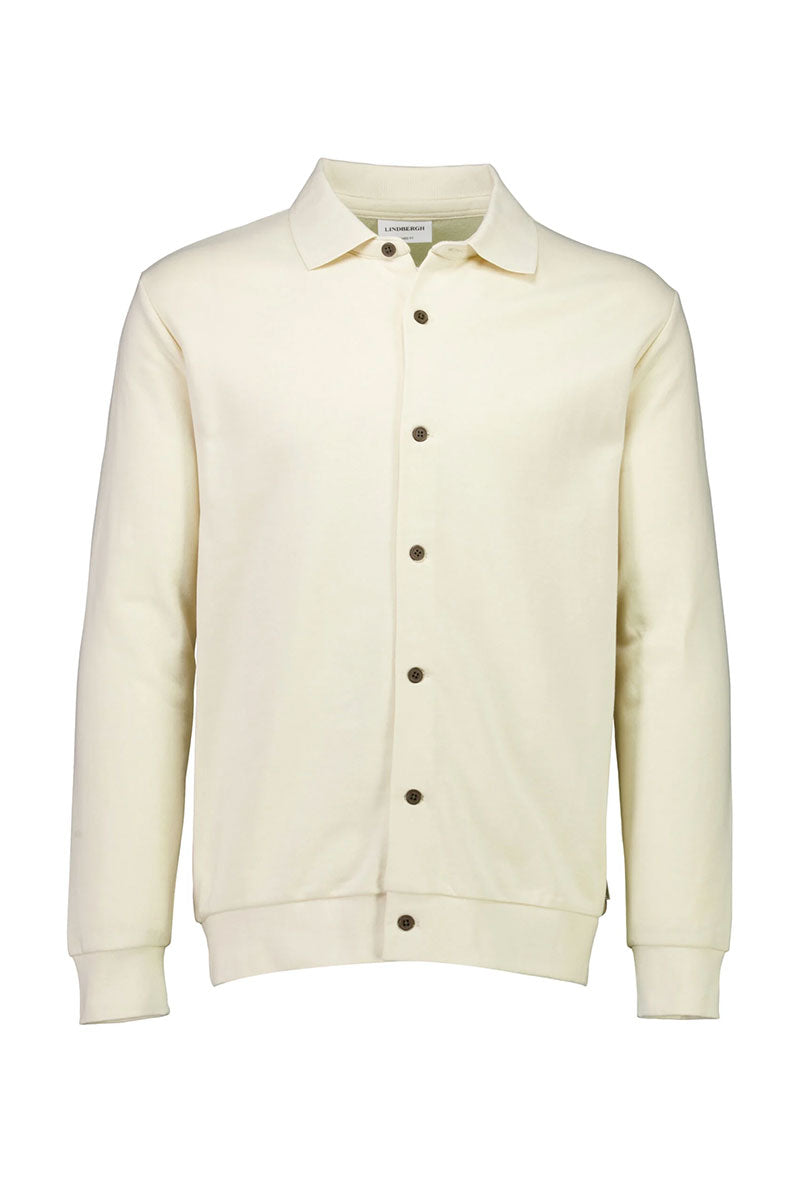 Front image of Lindbergh sweat cardigan in beige, by brand Lindbergh