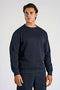 Front image of a model wearing Lindbergh sweatshirt in navy, by brand Lindbergh