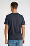 Back image of a model wearing the Embroidery ss tshirt in navy, by brand Lindbergh