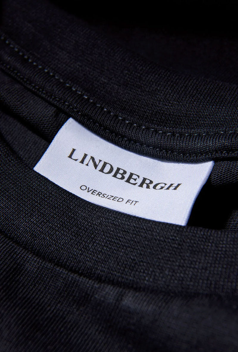 Front image of Oneck oversize tshirt in black, by brand Lindbergh