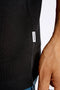 Front image of a model wearing the Oneck oversize tshirt in black, by brand Lindbergh