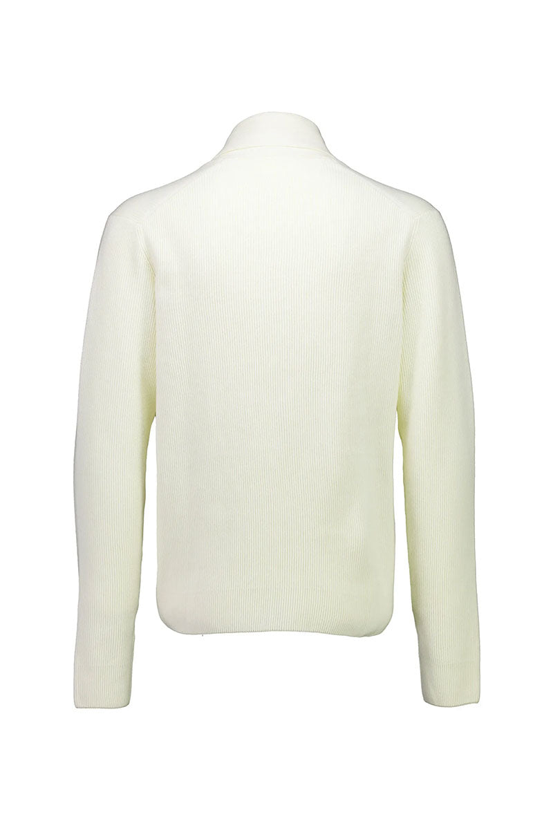 Back image of Rib shawl collar cardigan in cream, by brand Lindbergh