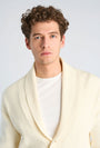 Image of RIB SHAWL COLLAR CARDIGAN in cream, by brand LINDBERGH