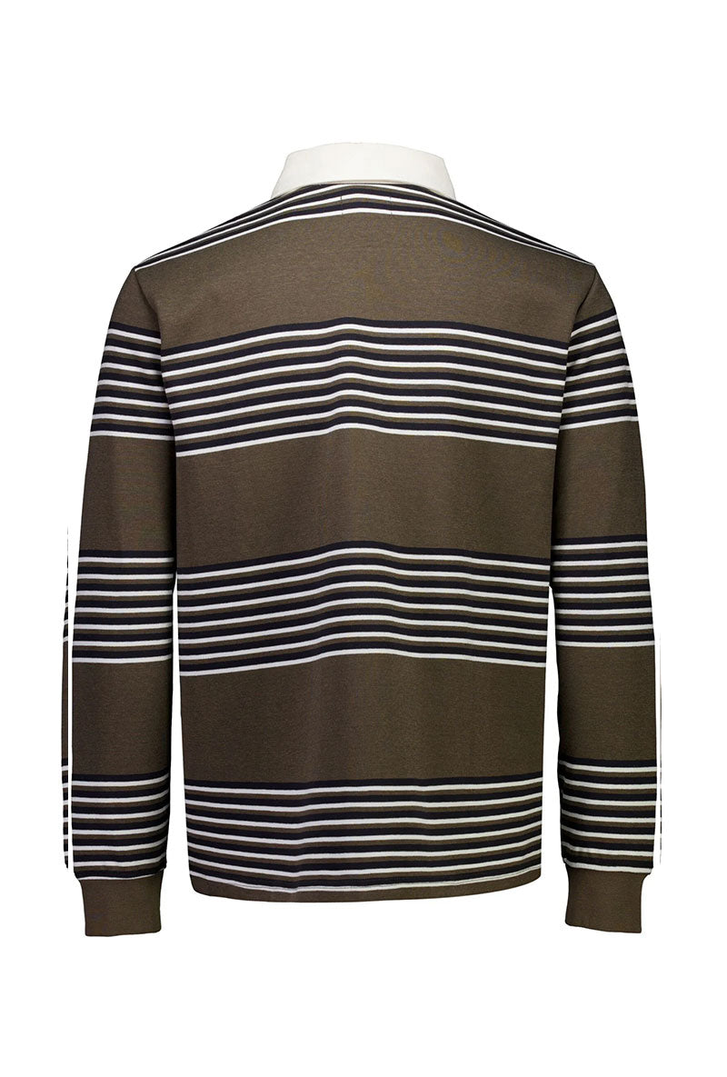 Back image of Rugby polo sweatshirt in brown, by brand Lindbergh