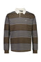 Front image of the Rugby polo sweatshirt in brown, by brand Lindbergh