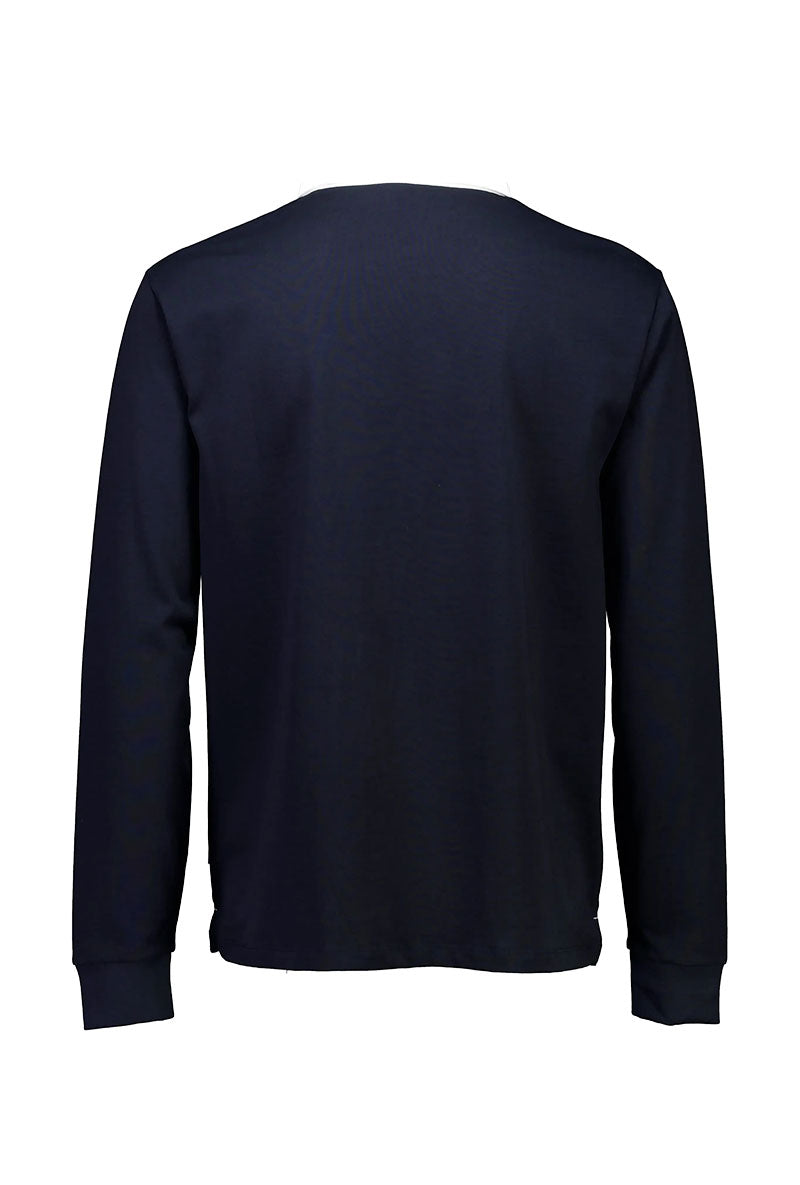 Back image of Rugby sweat polo in navy, by brand Lindbergh