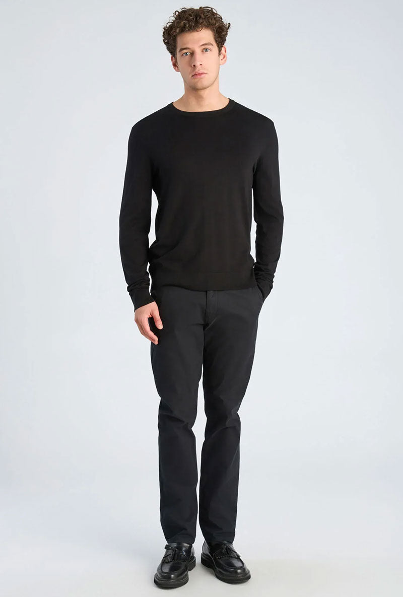 Front image of a model wearing Soft viscose blend oneck knit in black, by brand Lindbergh