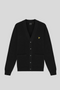 Front image of the Lyle and scott merino v neck cardigan in black, by brand Lyle and scott