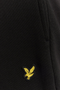 Front detail image of a model wearing the Lyle and scott straight leg jogger in black, by brand Lyle and scott