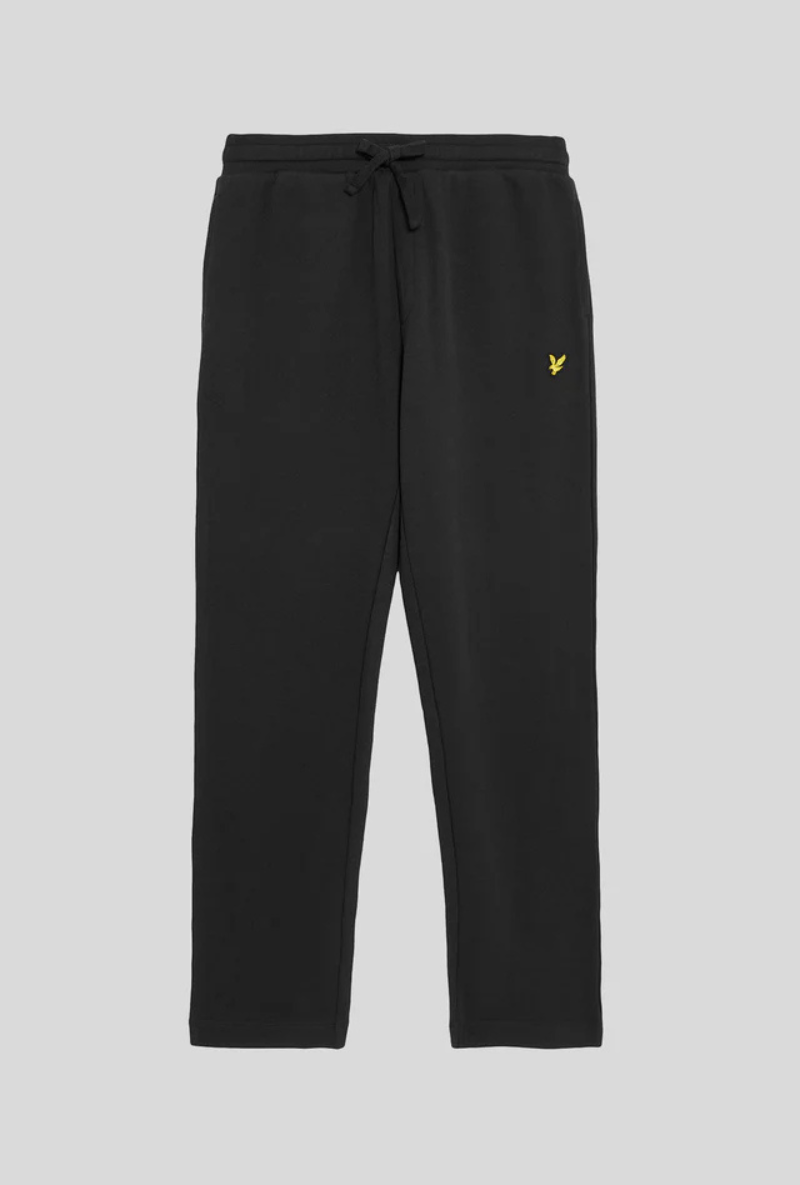 Front image of Lyle and scott straight leg jogger in black, by brand Lyle and scott
