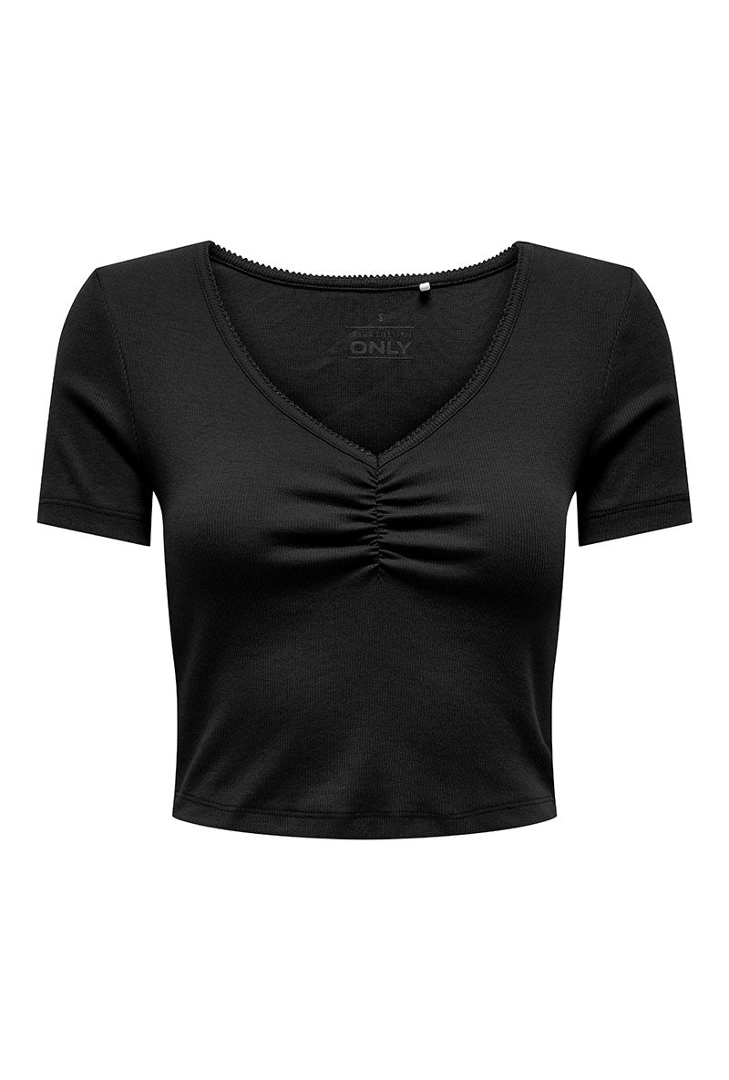 Front image of Only betty s/s top in black, by brand Only