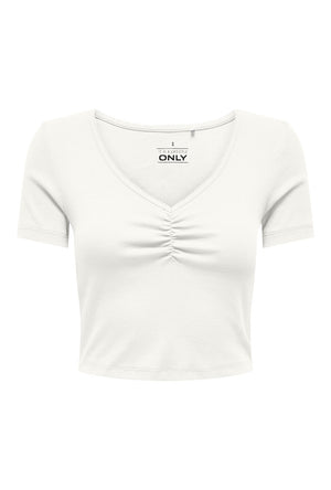 Front image of the Only betty s/s top in white, by brand Only