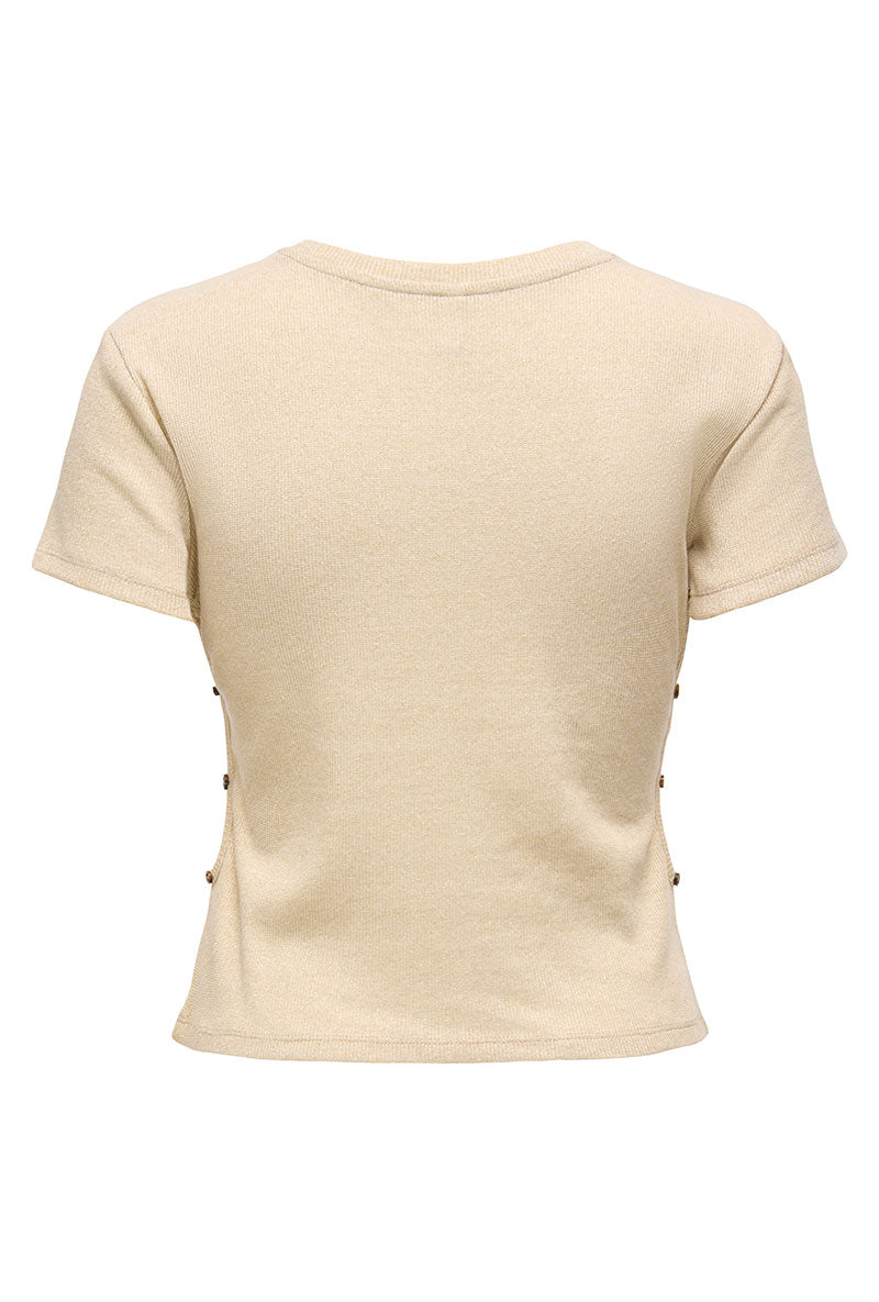 Back image of Carla glitter s/s top in gold, by brand Only