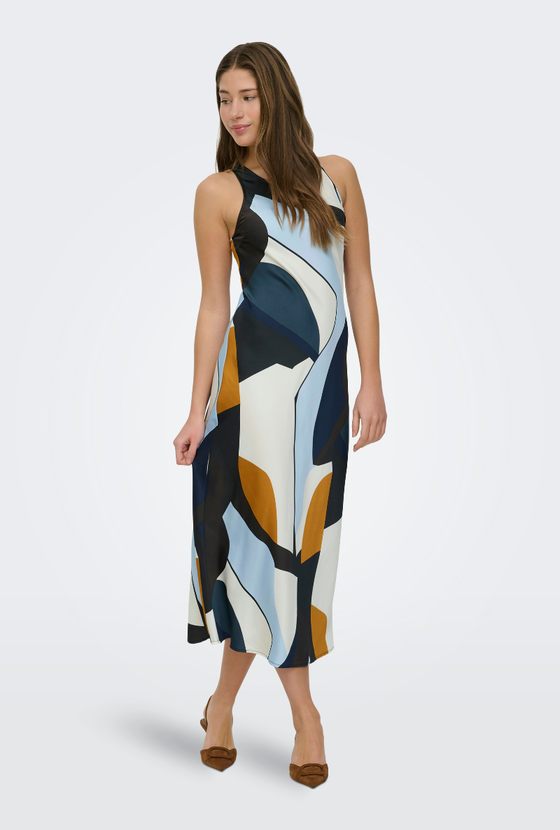 Front image of Chigo sleeveless slip midi dress in multi, by brand Only