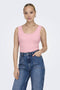 Front image of a model wearing Only easy s/l tank top in pink, by brand Only