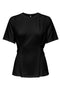 Front image of Elena s/s pleated top in black, by brand Only