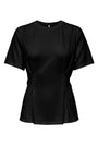 Image of ELENA S/S PLEATED TOP in black, by brand ONLY