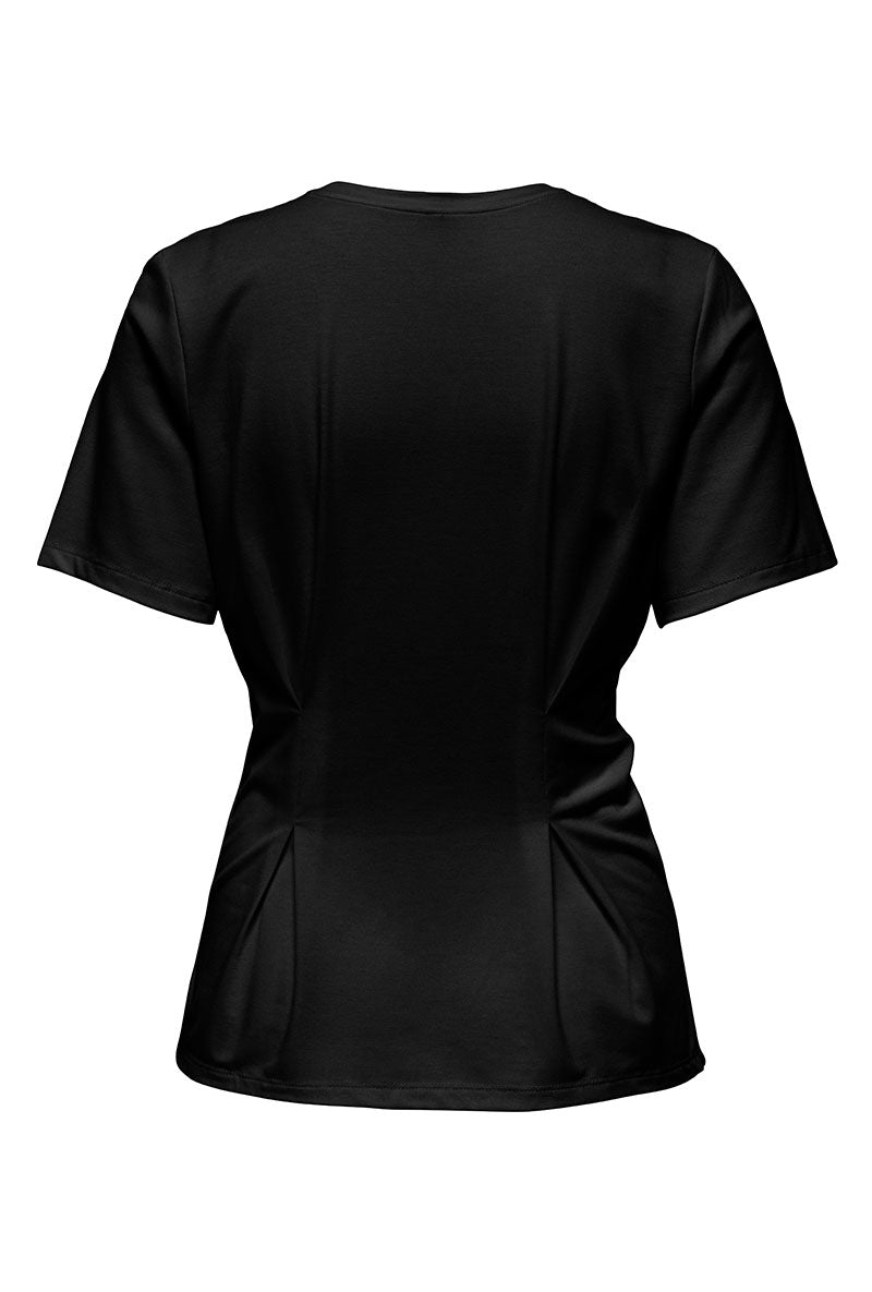 Back image of Elena s/s pleated top in black, by brand Only