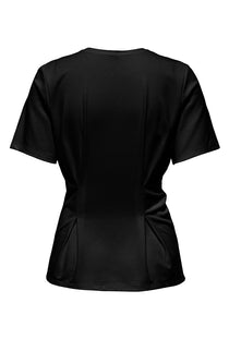 Back image of the Elena s/s pleated top in black, by brand Only