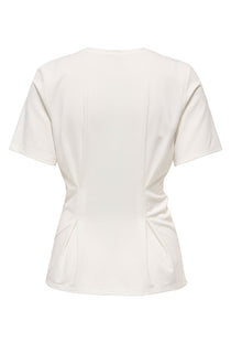 Back image of the Elena s/s pleated top in white, by brand Only
