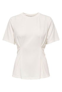 Front image of the Elena s/s pleated top in white, by brand Only